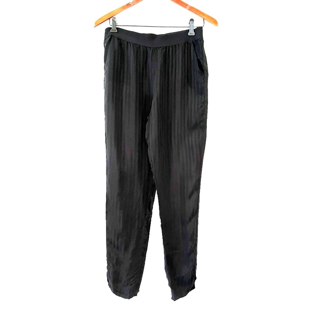 Joe's Black Lightweight Pull On Pants Black Stripes Small Work Office